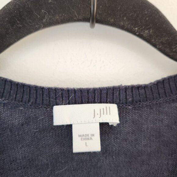 J. Jill Linen Blend Navy Blue Lightweight Open Front Cardigan Sweater Women's L - Picture 4 of 6